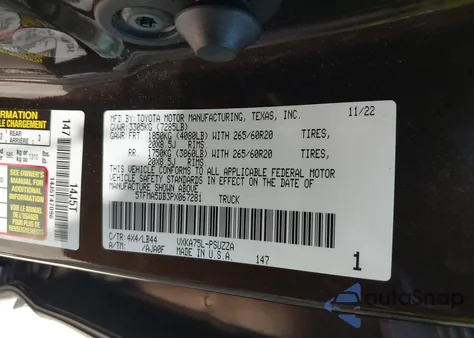 2023 Toyota Tundra 1794 Edition из США, поврежденный, VIN 5TFMA5DB3PX067281